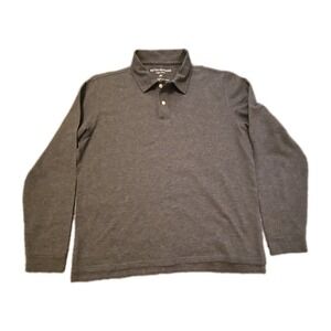 Peter Manning Pique Polo Mens 2X Broad Long Sleeve Shirt Gray Stretch Pima Peru
